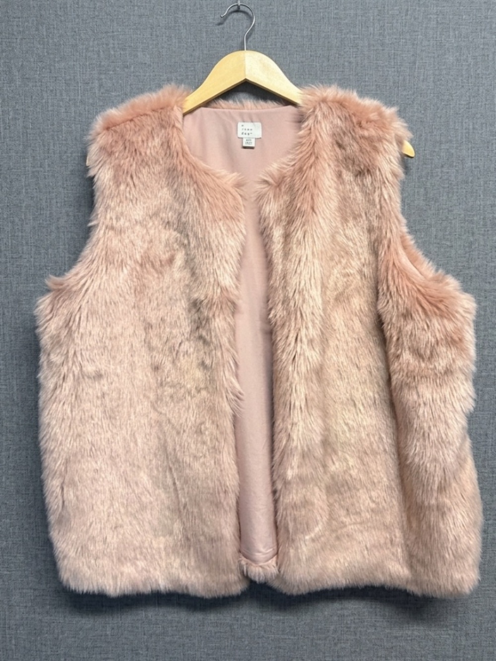 A New Day Blush Pink Faux Fur Vest Womens XXL Plush Cozy Y2K Coquette Boho